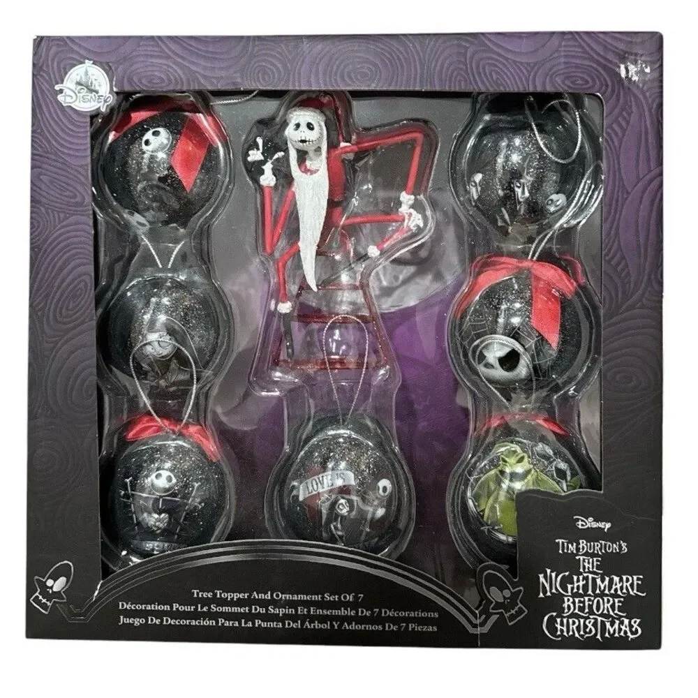 Disney Tim Burtons The Nightmare Before Christmas Tree Topper Ornament Set of 7